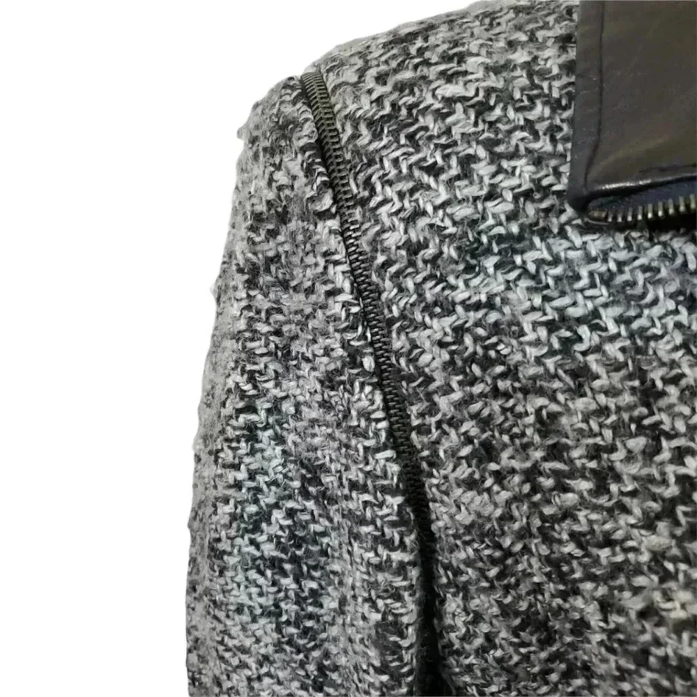 ATOS LOMBARDINI Tweed leather Trim  coat. Size 46